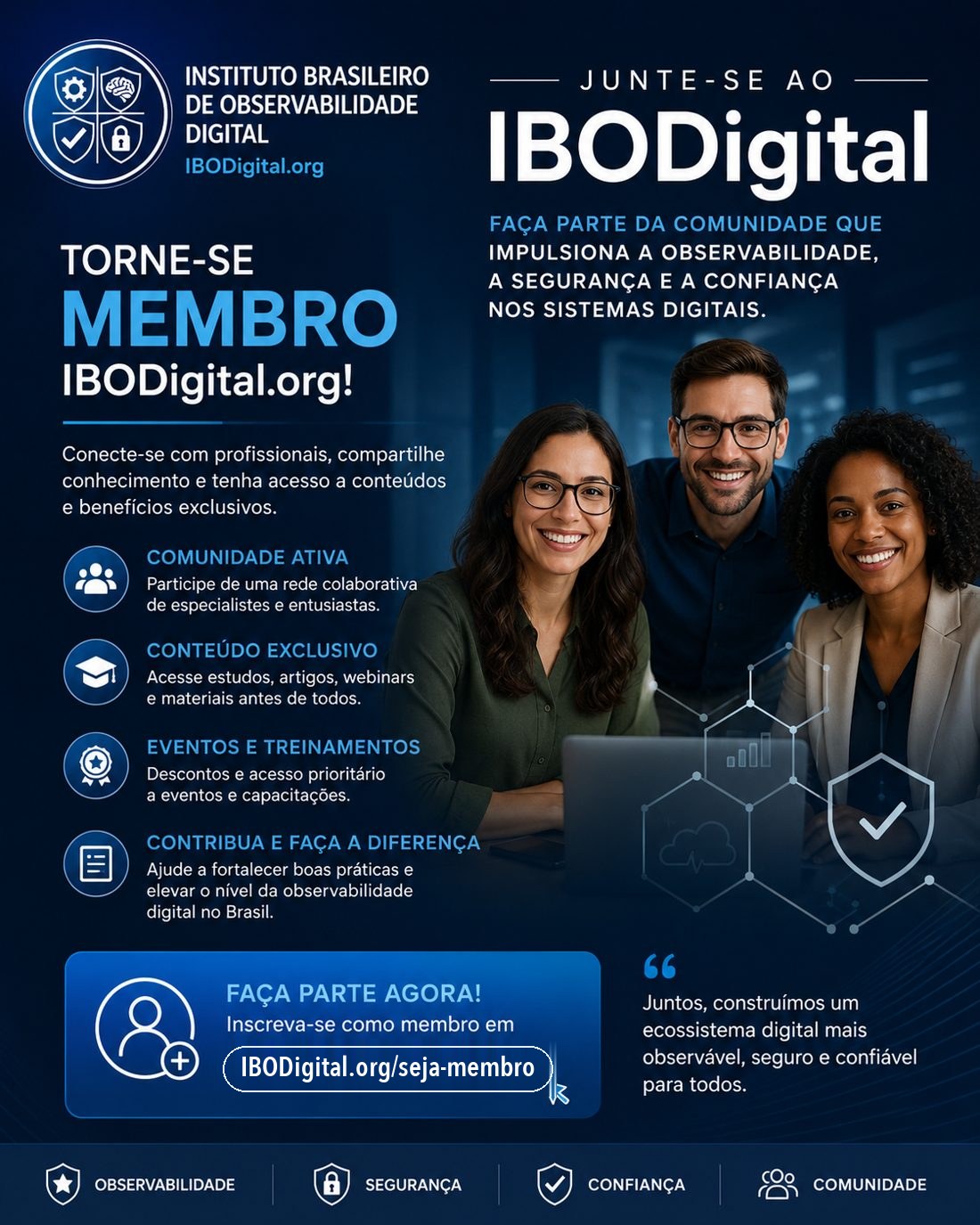 Peça institucional do IBODigital convidando profissionais a se tornarem membros